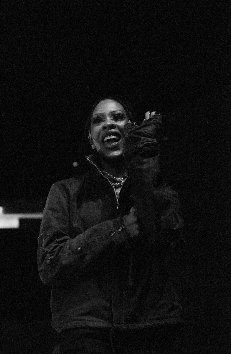 American rapper Rico Nasty waves to fans on Wednesday, Oct. 19, 2022, at LSU's homecoming concert at the PMAC on North Stadium Drive in Baton Rouge, La.