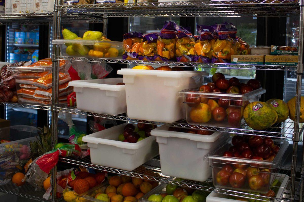 Fresh produce sits on the shelves on Thursday, Oct. 6, 2022, inside the food pantry at the LSU Student Union in Baton Rouge, La.