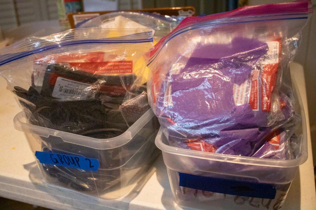 Pomping materials await their use while separated into buckets on Wednesday, Oct. 19, 2022, in the Zeta Sorority house on West Lakeshore Drive in Baton Rouge, La.