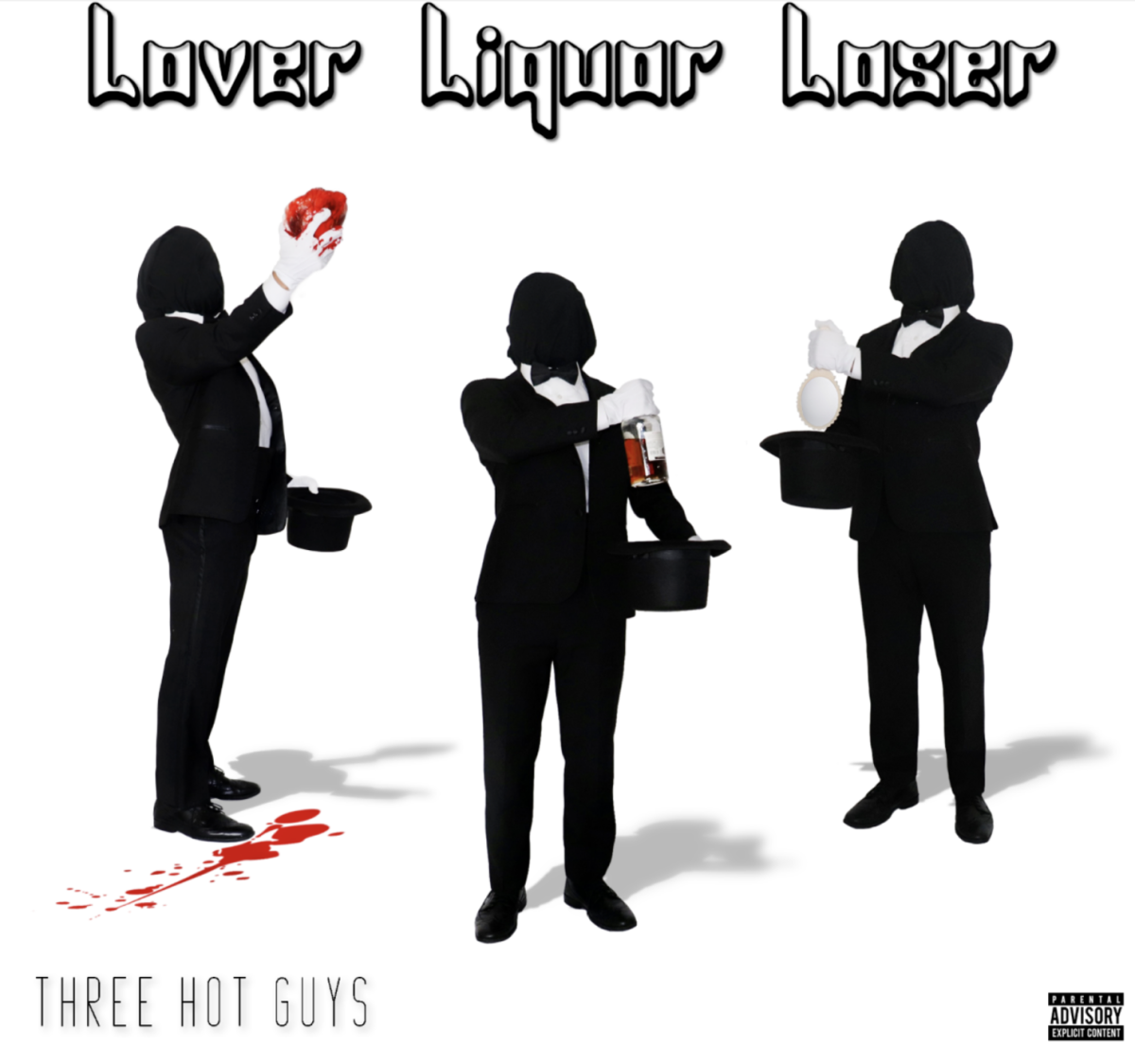 The album art for "Lover Liquor Loser" by 3 Hot Guys.