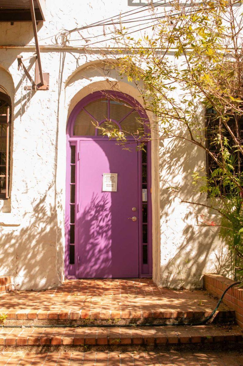 A purple door stands in the courtyard&#160;on Saturday, Oct. 1, 2022,&#160;at Highland Coffees on Highland Road in Baton Rouge, La.