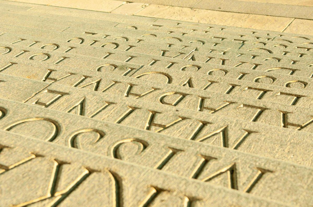 State names cover the steps leading up to Louisiana's Capitol building on Thursday, Oct. 20, 2022, at the Louisiana State Capitol in Baton Rouge, La.