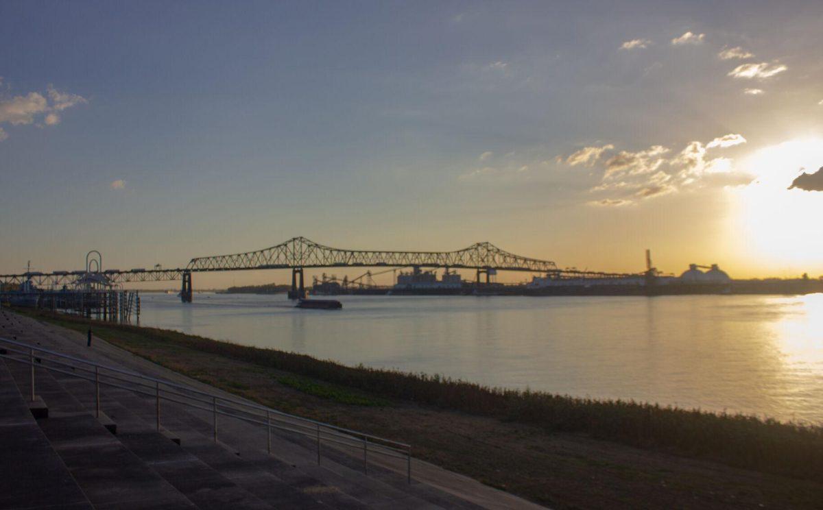 The stairs lead down to the water on Tuesday, Nov. 8, 2022, at the Mississippi River in Baton Rouge, La.