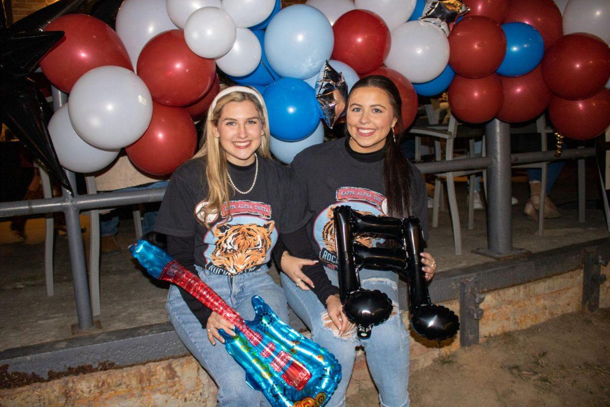 Kappa Alpha Theta's fundraising directors Senior Karli Smith and Junior Maddie Punch pose for a picture on Friday, Nov 18, 2022 at Rock the CASA on Government Dr in Baton Rouge, La.