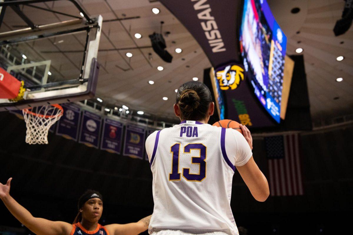 LSU women&#8217;s basketball sophomore guard Last-Tear Poa (13) prepares to make an inbound pass during LSU&#8217;s 121-46 win in an exhibition game against Langston University on Thursday, Nov. 3, 2022, in the Pete Maravich Assembly Center on N. Stadium Drive in Baton Rouge, La.