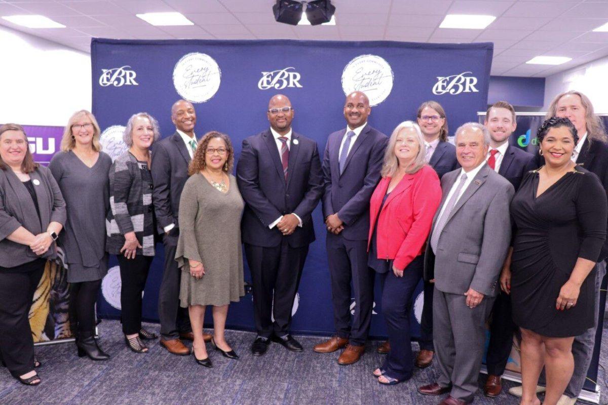 East Baton Rouge Parish School Board announce their participation in a $3.5 million grant from the Bill &amp; Melinda Gates Foundation.
(Left to Right) Andrea O&#8217;Konski, Chief Officer of Accountability, Assessment &amp; Evaluation,&#160;Suzanne Navo, EBRPSS Grant Writer&#160;Dr. Judith Rhodes, Professor of Research, LSU Social Research &amp; Evaluation Ctrl., William Tate IV, LSU President, Evelyn Ware-Jackson, EBRPSS School Board Member, Dr. Sito Narcisse, Superintendent, East Baton Rouge Public School System, Dr. Ray Hart, Executive Director, Council of the Great City Schools, Jill Dyason, EBRPSS Board Member, Tim Hudson, Chief Learning Officer, DreamBox Learning, Mike Gaudet, EBRPSS Board Member, Jason Sinquefield, Senior VP of Sales &amp; Marketing, DreamBox Learning,&#160;Dr.&#160;Arend W. A. Van Gemmert,&#160;LSU&#160;Professor &amp; Associate Dean for Research and Graduate Studies,&#160;Nicole King,&#160; VP, Urban Education &amp; State Engagement, DreamBox Learning

&#160;