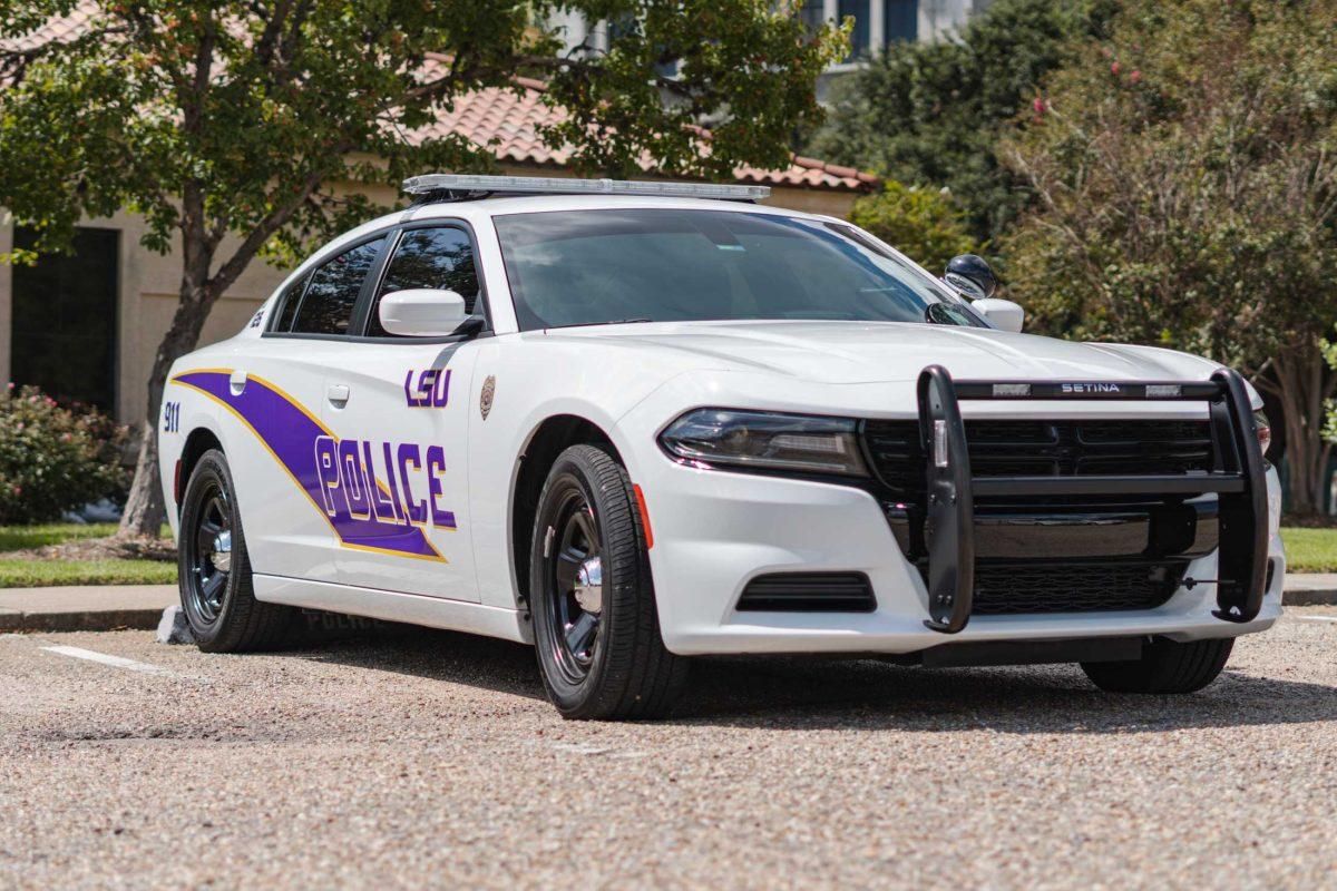 An LSU Police car sits parked on Wednesday, Aug. 31, 2022, outside of the LSU Police Station on South Stadium Drive in Baton Rouge, La.