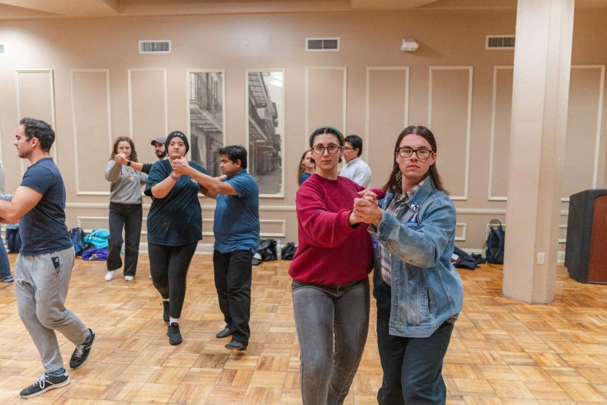 Dancers concentrate on their moves on Tuesday, Nov. 15, 2022, inside the LSU Student Union in Baton Rouge, La.