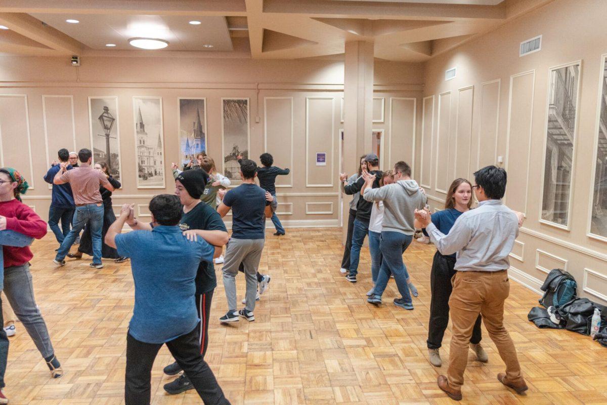 Dancers practice the next steps on Tuesday, Nov. 15, 2022, inside the LSU Student Union in Baton Rouge, La.