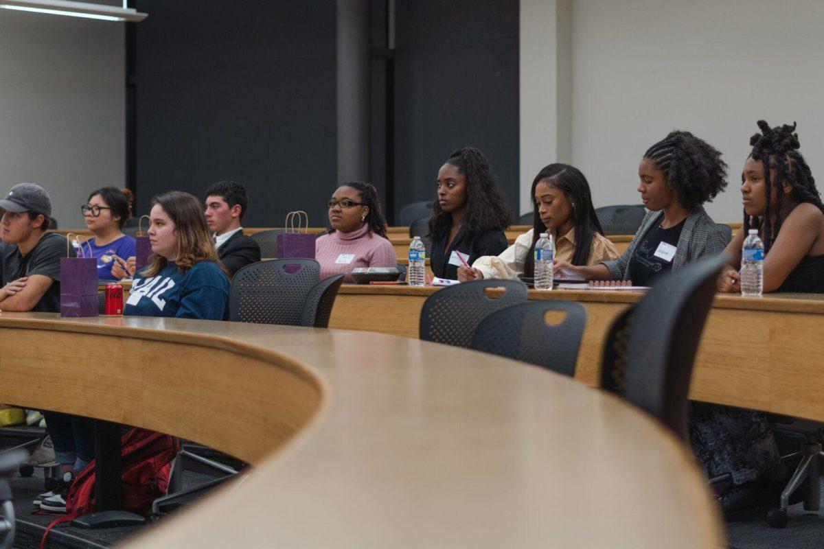 Participants listen to the Startup LSU speaker on Friday, Nov. 11, 2022, inside the Business Education Complex on South Quad Drive in Baton Rouge, La.