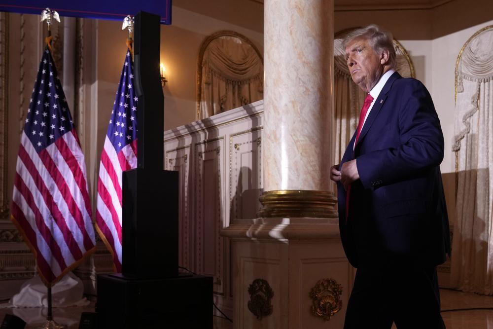 Former President Donald Trump walks from the stage after announcing a third run for president at Mar-a-Lago in Palm Beach, Fla., Tuesday, Nov. 15, 2022.