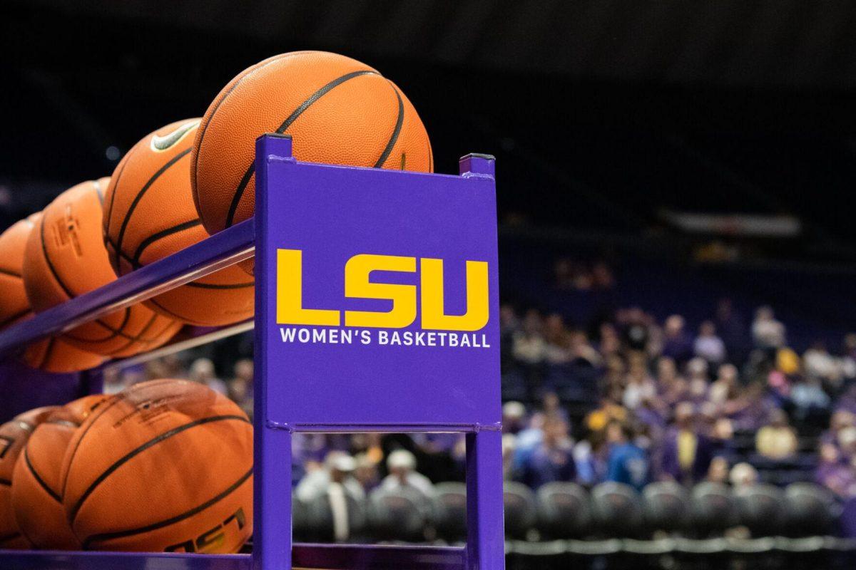 Basketballs sit on the court during LSU&#8217;s 121-46 win in an exhibition game against Langston University on Thursday, Nov. 3, 2022, in the Pete Maravich Assembly Center on N. Stadium Drive in Baton Rouge, La.