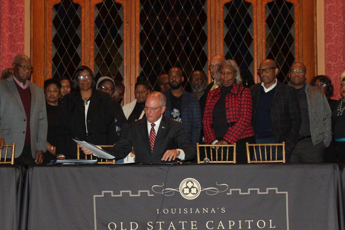 Gov. John Bel Edwards apologized Wednesday on behalf of the state to former Southern University protest leaders and the families of two Southern students shot and killed on campus in 1972.