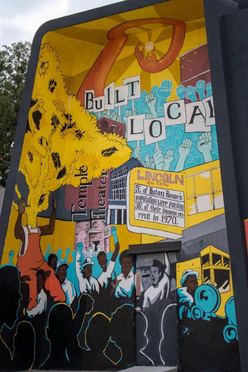 A mural represents the old Lincoln Theater on Friday, Dec 2, 2022, on South 14th St. in Baton Rouge, La.