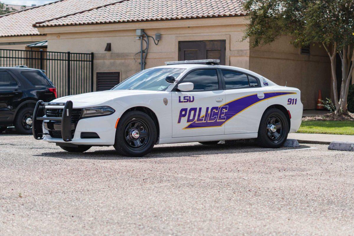 An LSU Police car sits parked on Wednesday, Aug. 31, 2022, outside of the LSU Police Station on South Stadium Drive in Baton Rouge, La.