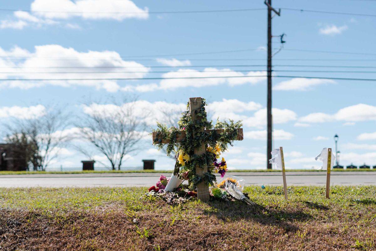 A memorial set up for Madison Brooks sits on Wednesday, Jan. 25, 2023, on Burbank Drive in Baton Rouge, La.