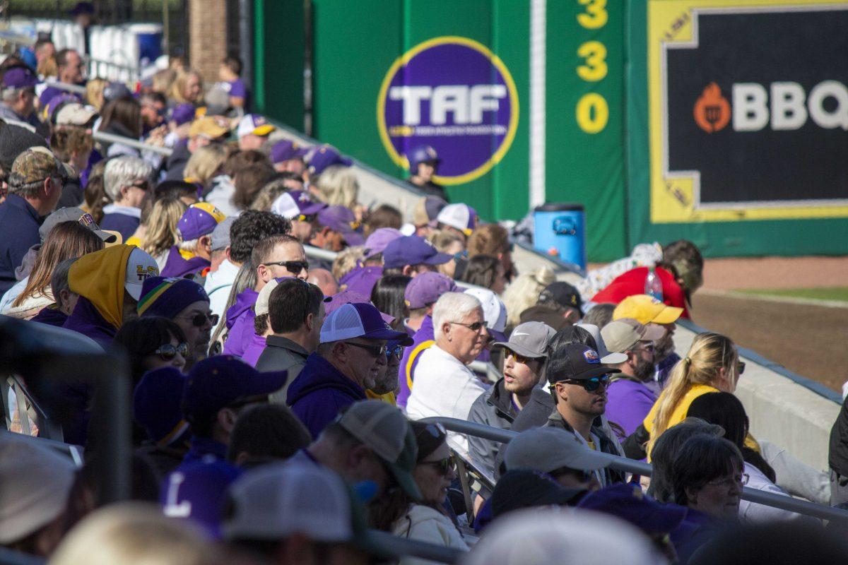 LSU baseball fans watch the game Saturday, Feb. 18, 2023, during LSU's 5-3 victory over Western Michigan at Alex Box Stadium on LSU's campus.