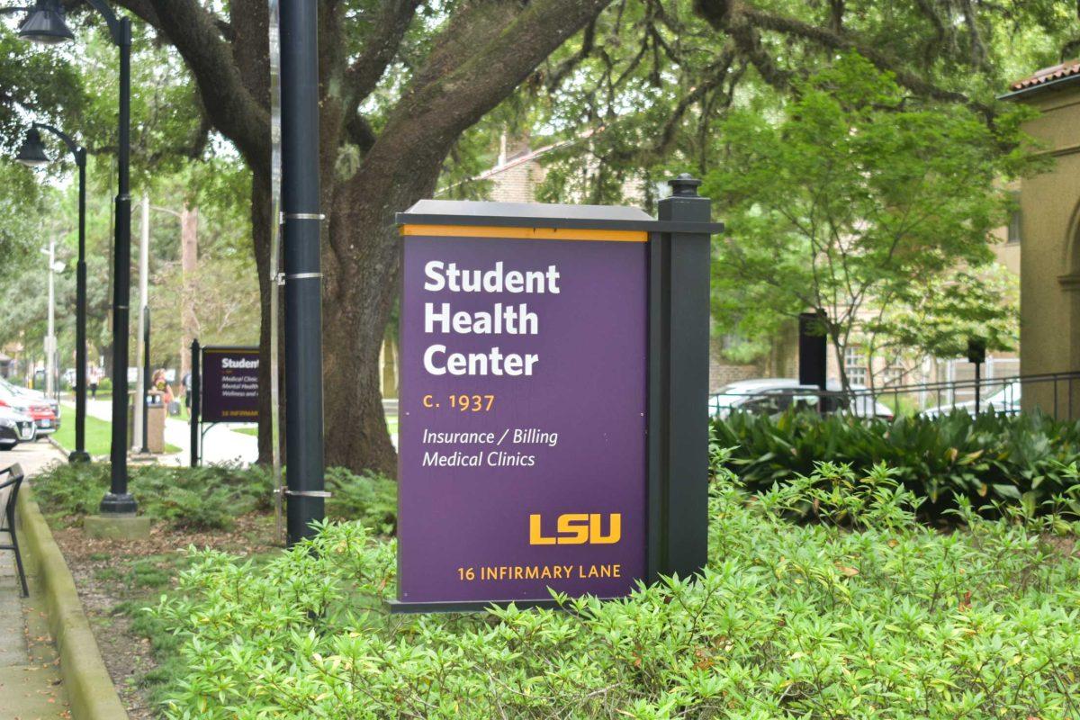 The LSU Student Health Center sign sits Friday, August 19, 2022, in front of the LSU Student Health Center on Infirmary Road, Baton Rouge, Louisiana.