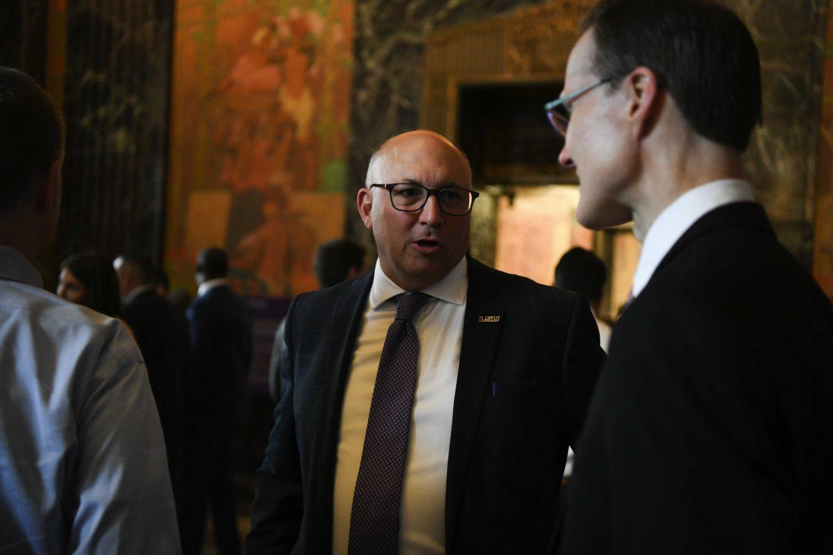 LSU Interim Vice President and Executive Vice Provost Matt Lee speaks Wednesday, April 20, 2022, during the annual LSU Day at the Capitol at the Louisiana State Capitol in Baton Rouge, La.