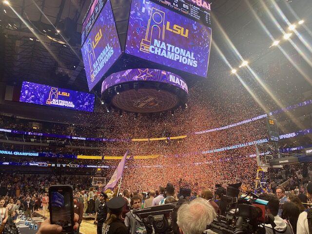 LSU celebrates their national championship win.&#160;