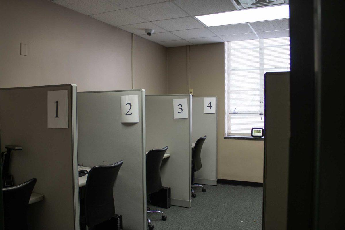 A testing room sits empty in Johnston Hall Tuesday, March 21, 2023, on Field House Dr. on LSU campus in Baton Rouge, La.