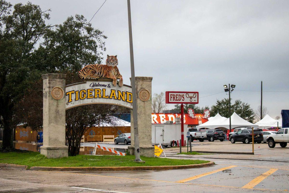 Signs stand tall throughout Tigerland on&#160;Monday, Feb. 20, 2023, on Bob Petit Blvd. in Baton Rouge, La.