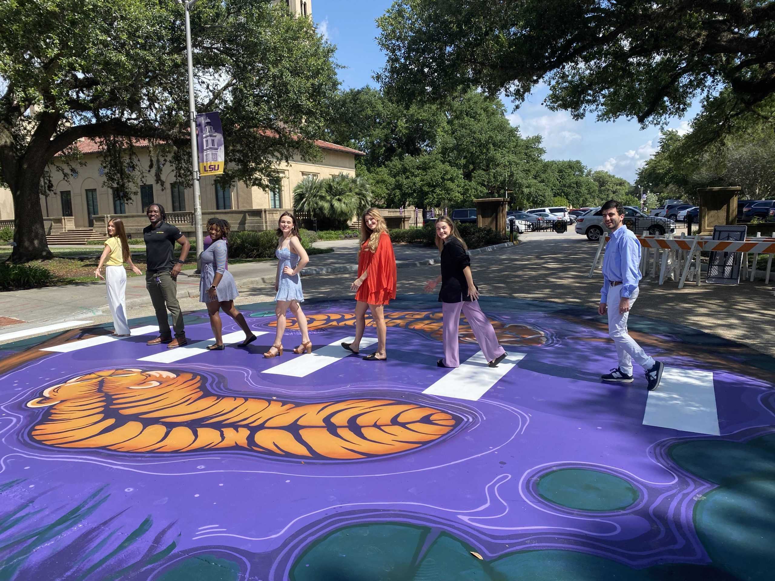 LSU student-led creative crosswalk completed, 'I walked out and concrete was being poured, I almost cried'