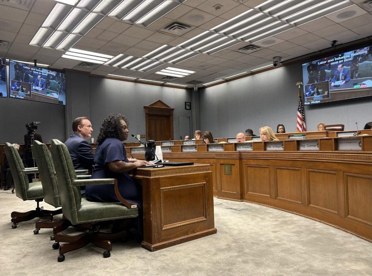 John Raymond and Rep. Delisha Boyd, D-New Orleans, testify in front of the House Committee on Labor and Industrial Relations.