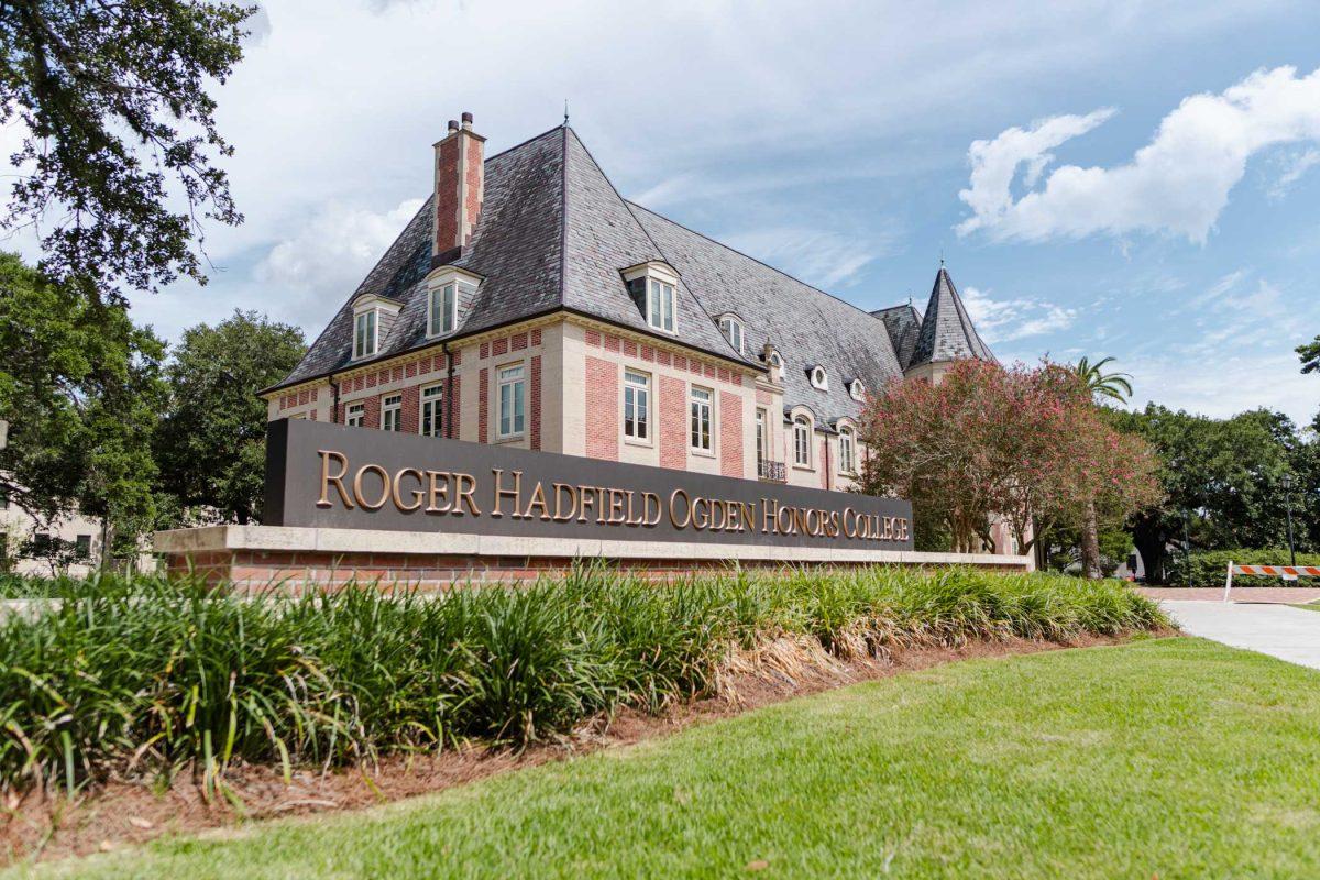 The Ogden Honors College sits under a partially cloudy sky on Friday, July 7, 2023, near Highland Road in Baton Rouge, La.