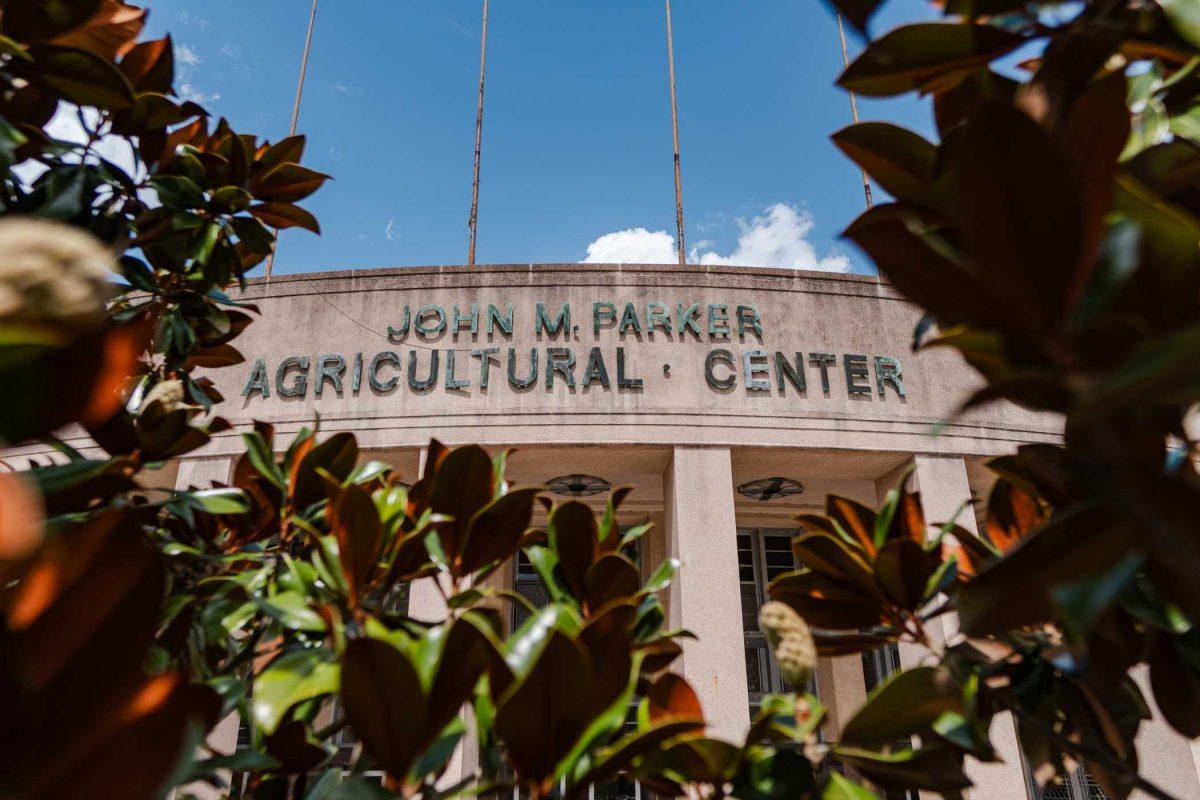 Leaves frame the John M. Parker Agricultural Center on Friday, July 7, 2023, near Highland Road in Baton Rouge, La.