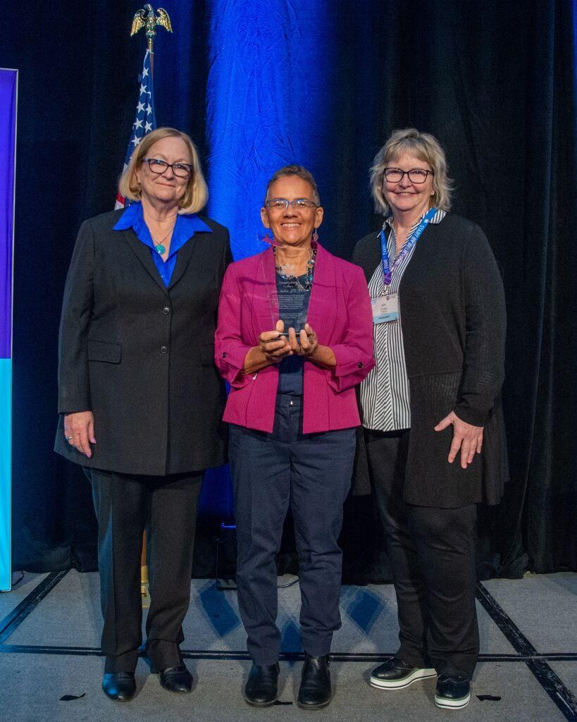 EVAWI CEO and Founder Joanne Archambault, Professor Lisa Avalos and EVAWI President Ann Burdges.