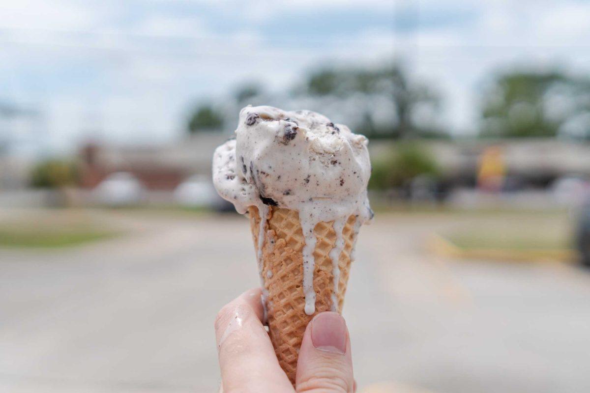 An ice cream cone melts in the summer heat on Friday, July 14, 2023, in Baton Rouge, La.