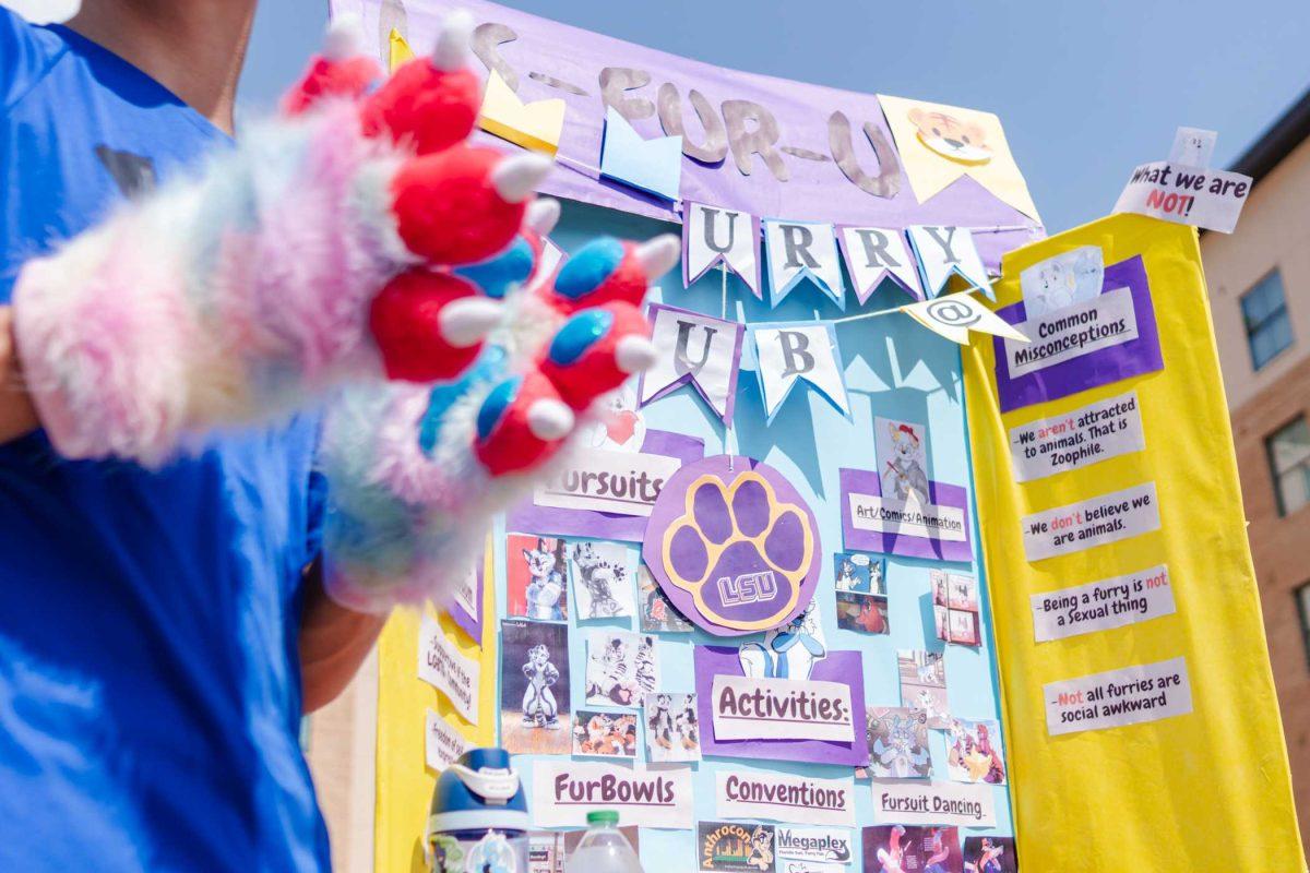 A poster board for the Furry Club sits on display on Friday, Setp. 15, 2023, at the Involvement Fair on LSU's campus.