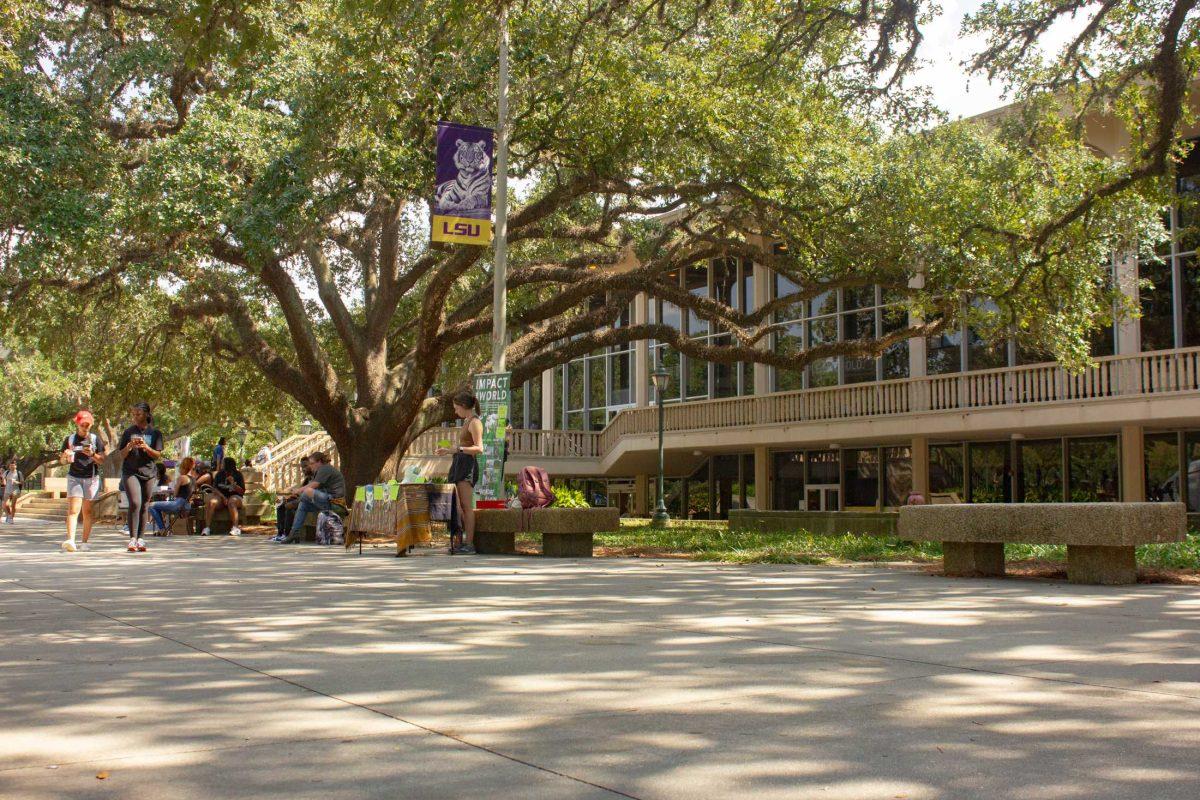 Shade falls over Free Speech Alley on Wednesday, Sept. 21, 2022, on Tower Drive in Baton Rouge, La.