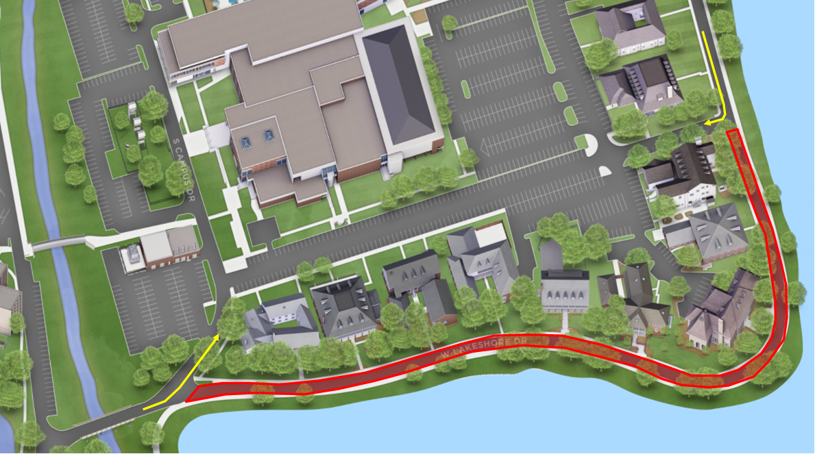 A graphic, courtesy of LSU Parking and Transportation, shows the portion of West Lakeshore Drive affected by the road closure.&#160;