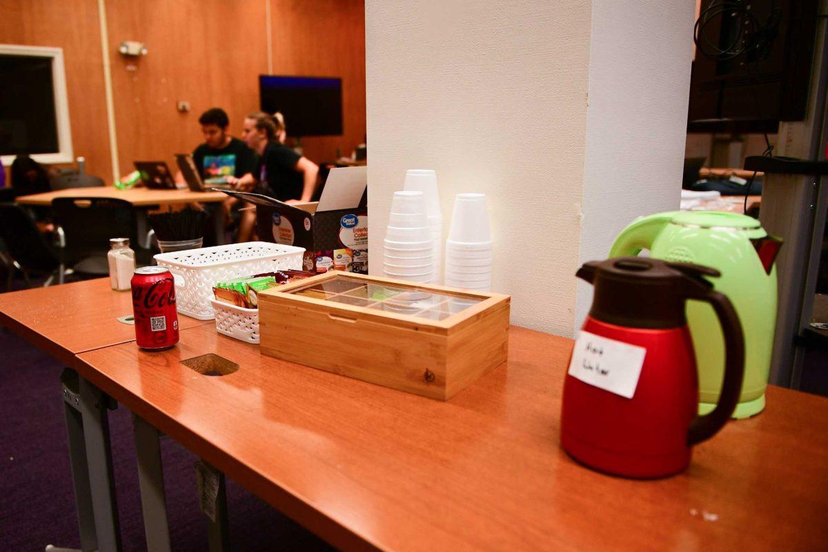 Coffee awaits students on Tuesday, Oct. 10, 2023, in the LSU Library in Baton Rouge, La.