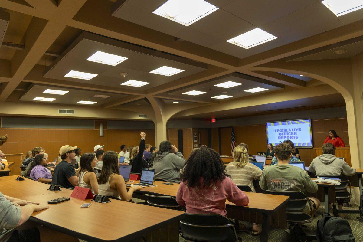 LSU student government senate members hold a meeting Wednesday, Oct. 18, 2023, in the Capital Chambers room in the LSU Student Union.