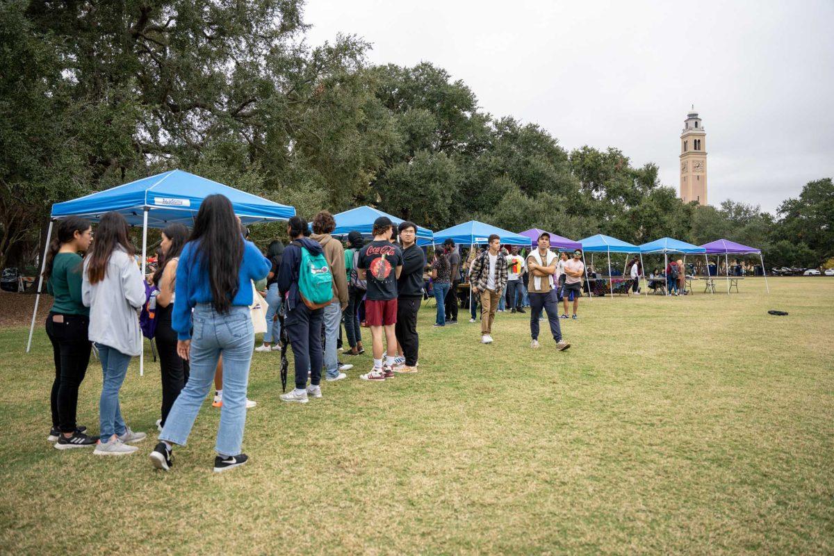 Students gather Friday, Nov. 10, 2023, at the ISA Festival on the LSU Parade Ground in Baton Rouge, La.