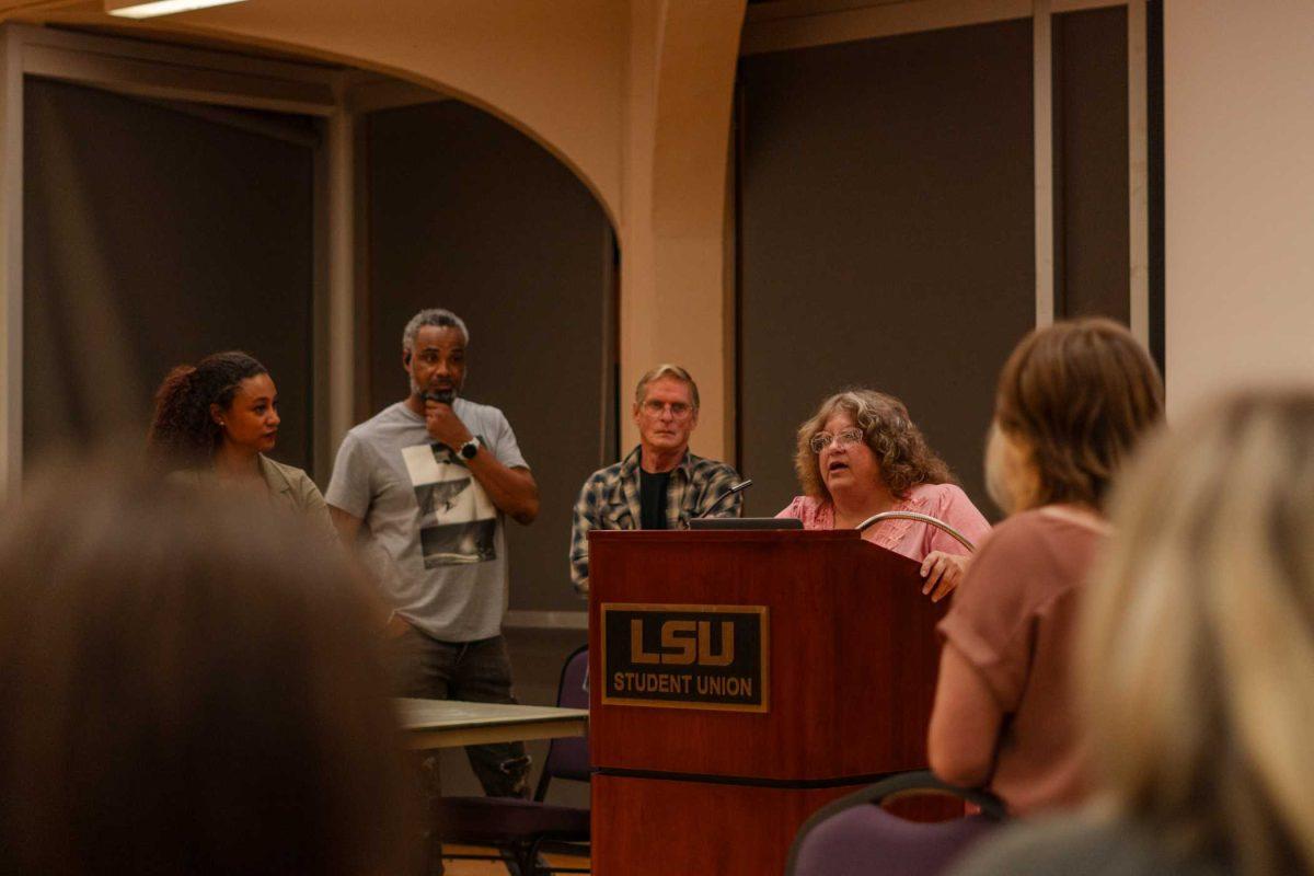 Stephanie King speaks on her experience with the parole project Friday, Nov. 17, 2023, at a Tiger Parole Project event in the LSU Student Union.