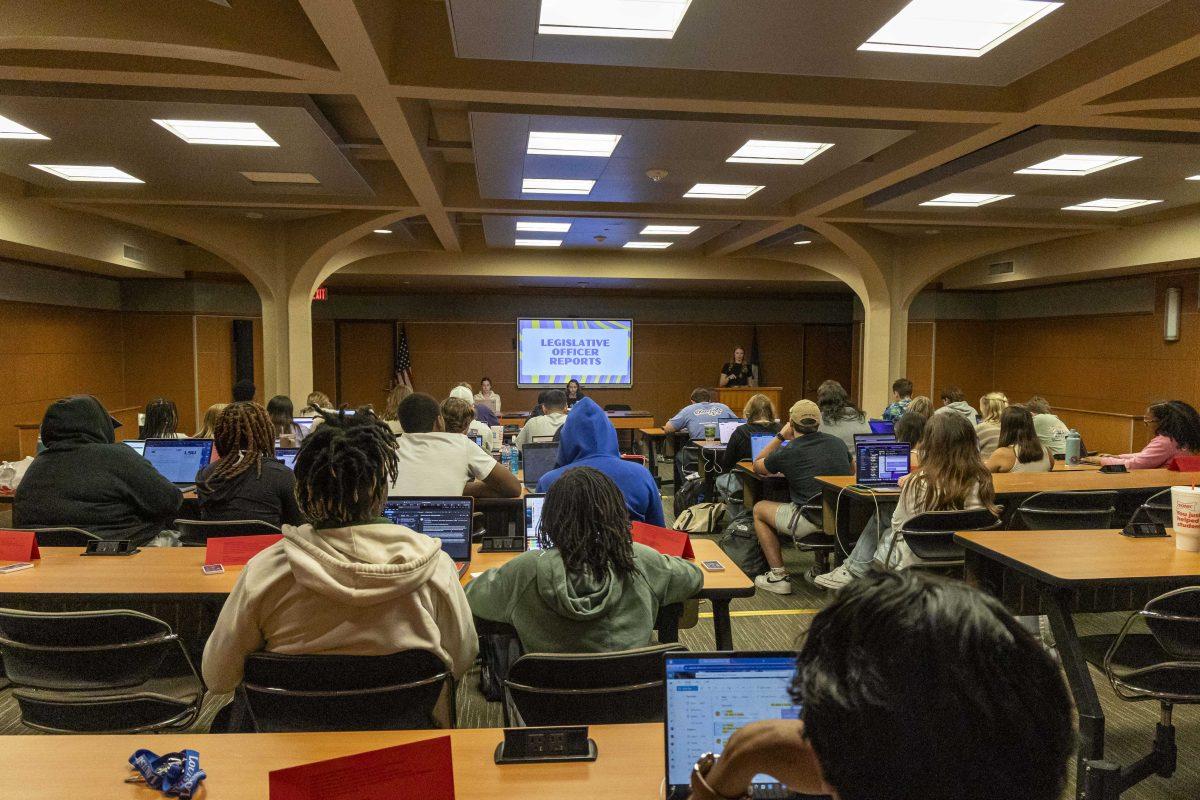 LSU student government senate members hold a meeting Wednesday, Oct. 18, 2023, in the Capital Chambers room in the LSU Student Union.