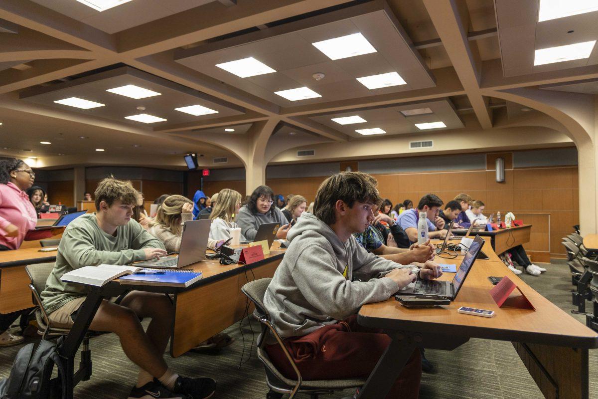 LSU senate members hold a meeting Wednesday, Oct. 18, 2023, in the Capital Chambers room in the LSU Student Union.