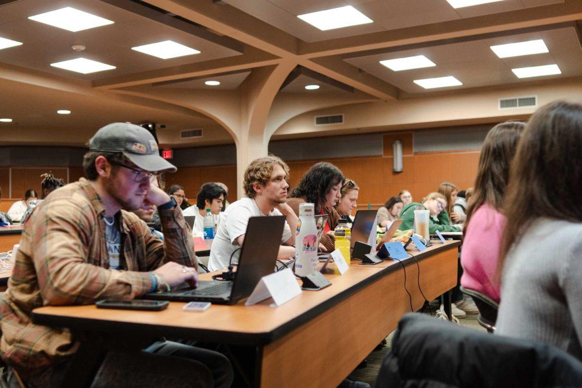 Student senators listen to proposed legislation Wednesday, Nov. 15, 2023, inside the Capital Chamber in the LSU Student Union.