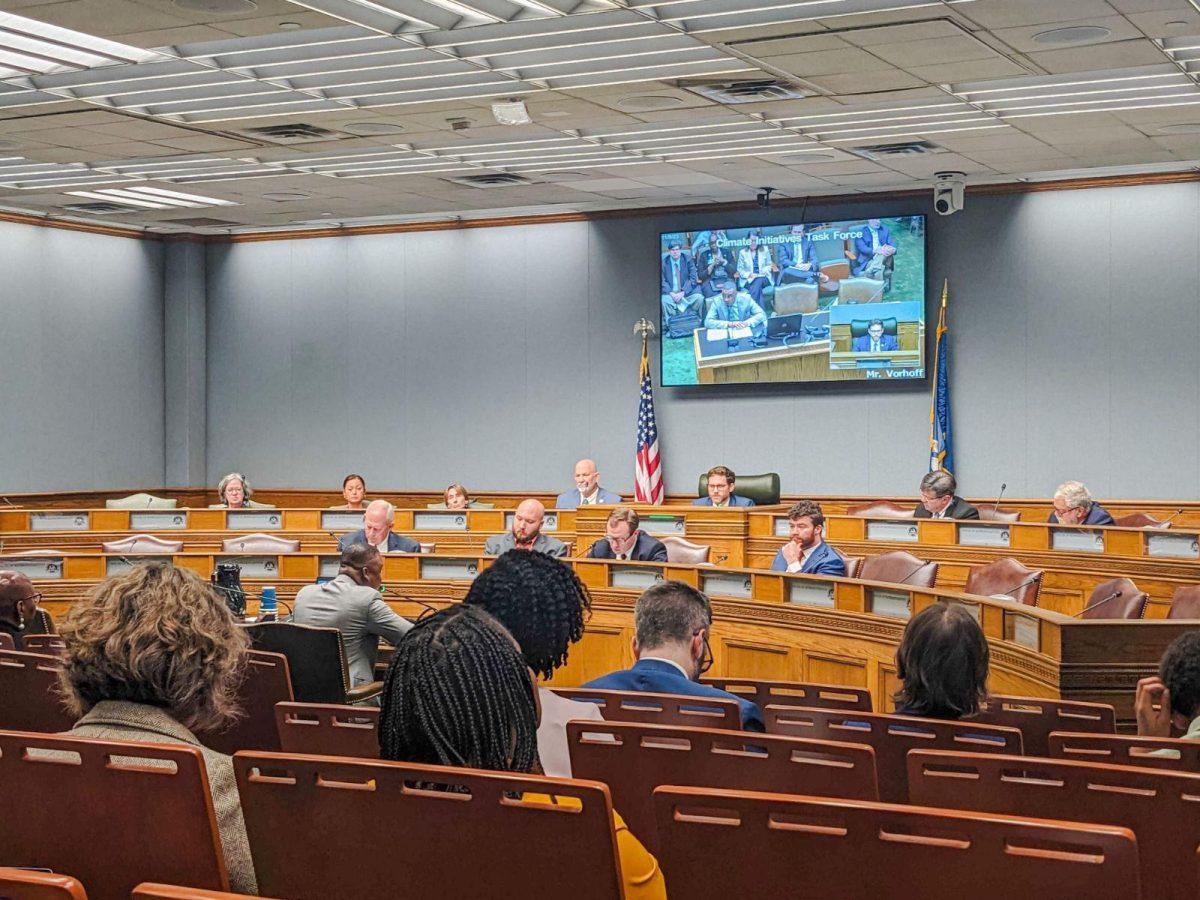 The Climate Initiatives Task Force meets in a Louisiana State Capitol House Committee Room on Thursday, Nov. 9, 2023, in Baton Rouge, La.&#160;