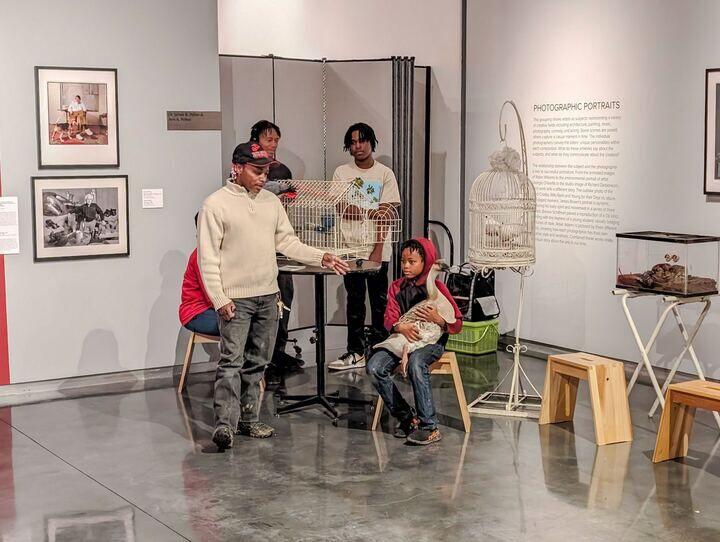 Pharoah Johnson III discusses his animals to a crowd at the LSU Museum of Art Sunday, Jan.7, 2024 in Baton Rouge, La.