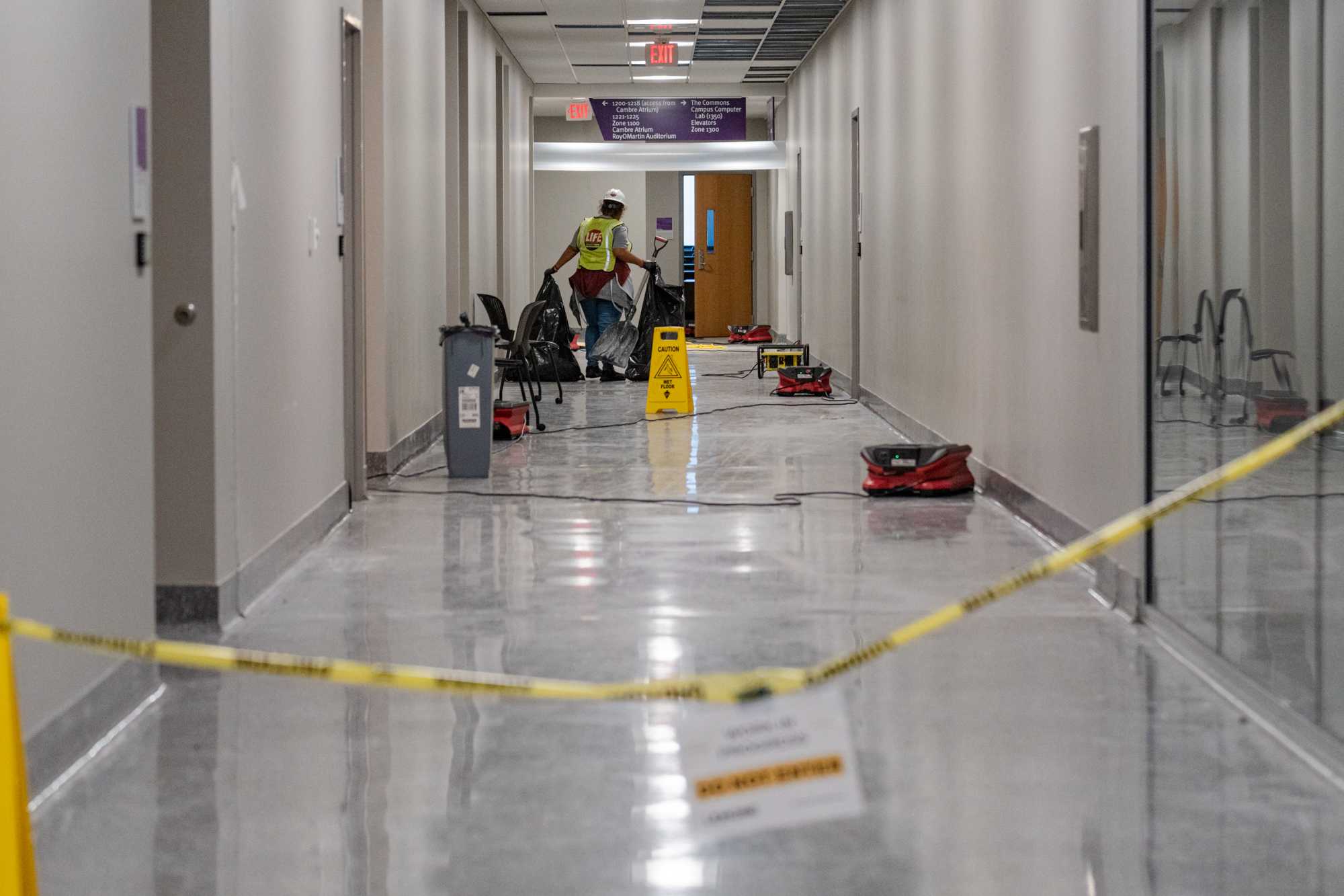 PHOTOS: LSU engineering building work underway after pipe burst causing flooding