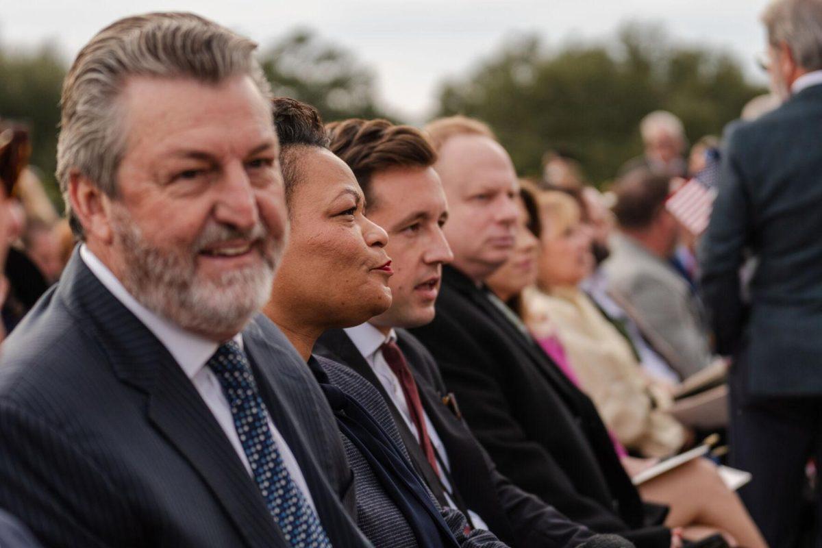 New Orleans Mayor LaToya Cantrell awaits the ceremony Sunday, Jan. 7, 2024, prior to the inauguration ceremony beginning in Baton Rouge, La.