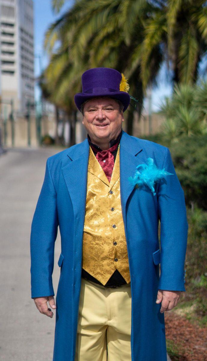 A fancy man smiles Tuesday, Feb. 13, 2024, on Canal Street in New Orleans, La.