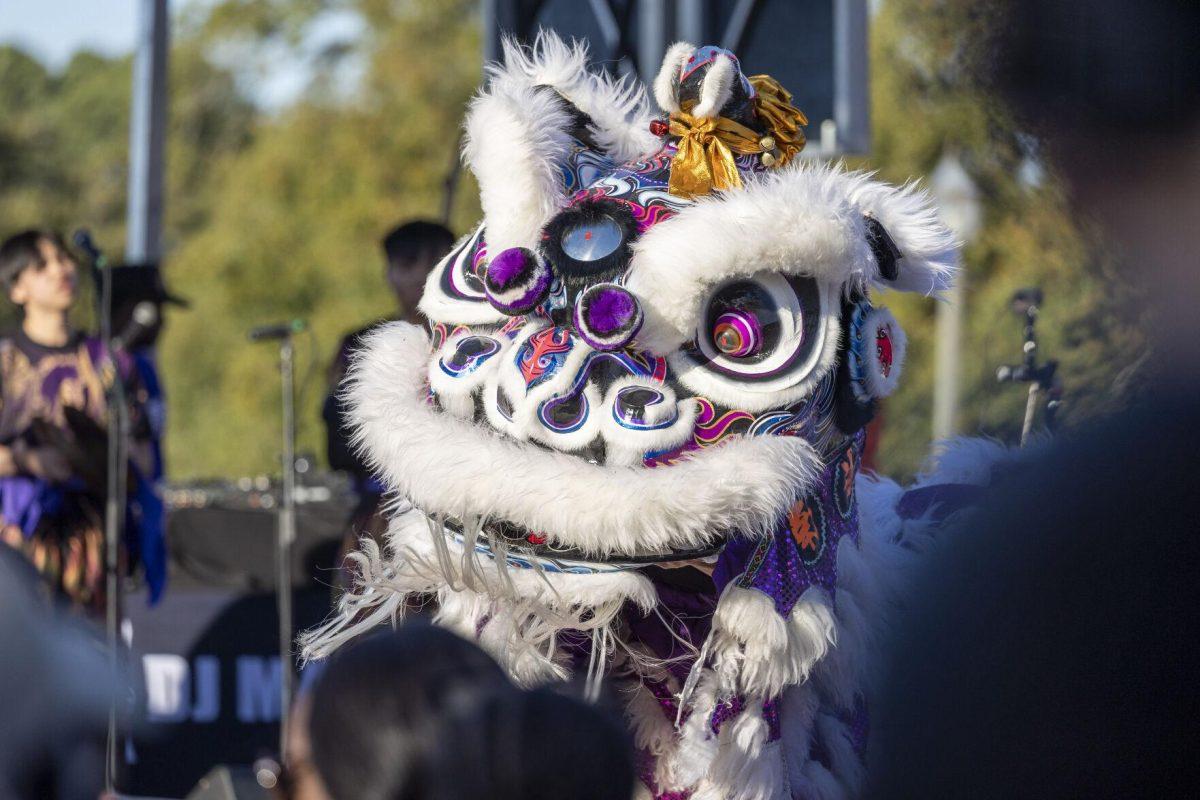 A Sothern Lotus lion greets the crowd Sunday, Feb. 25, 2024, during the second annual 225Fest 2024 at 660 N. Fourth St. in Baton Rouge, La.