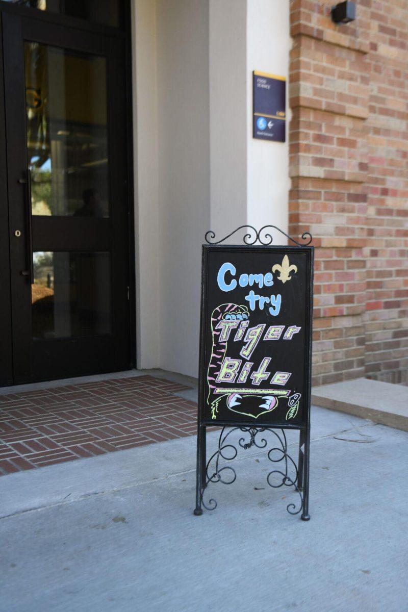 A chalk sign advertises an ice cream flavor at the new Dairy Store location in the Food Science building on Tuesday, Feb. 20, 2024, on S. Campus Dr. in Baton Rouge, La.