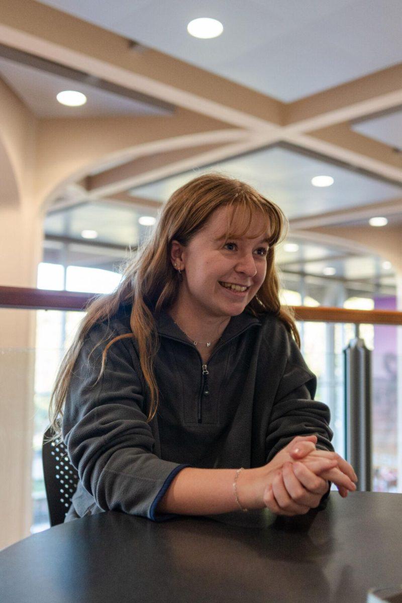 LSU mass communication junior Sydney Smith answers interview questions Wednesday, March 6, 2024, inside the LSU Student Union in Baton Rouge, La.